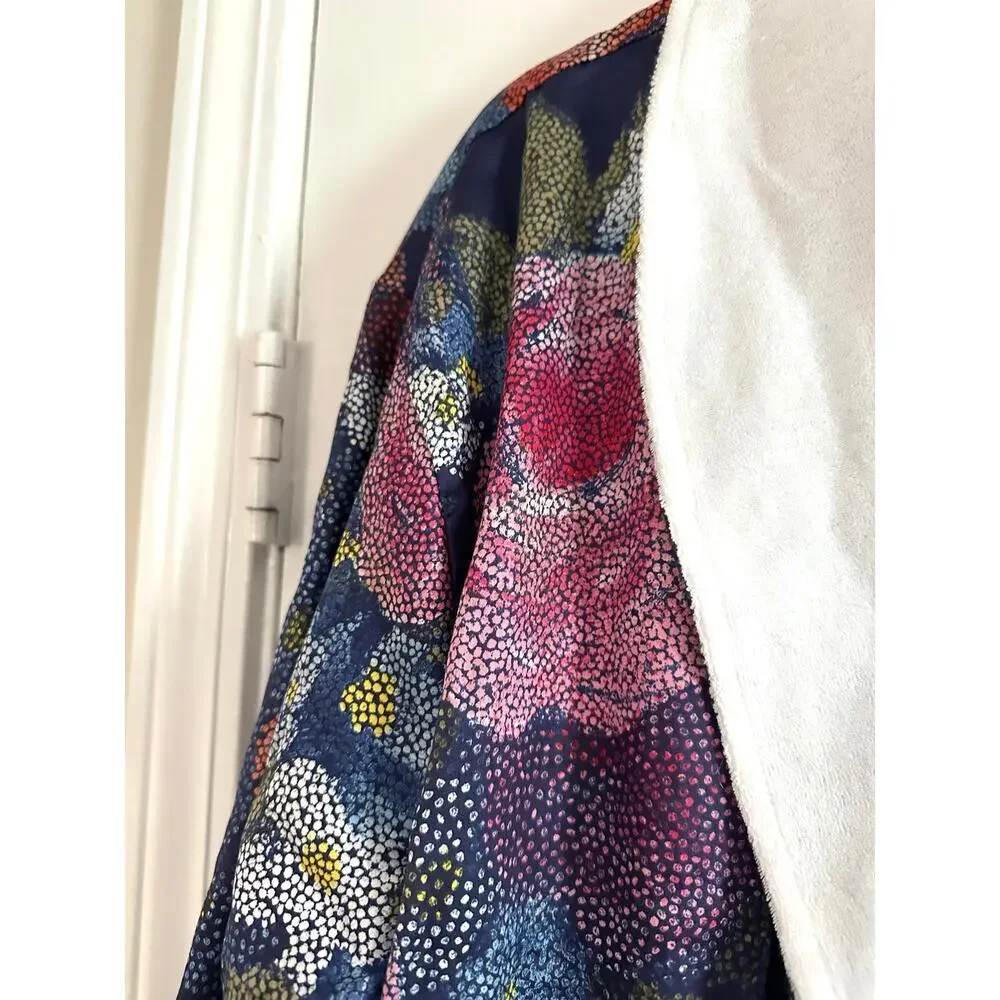 SCHLOSSBERG Floral Reversible Robe Dressing Gown Luxury Linens - Sz Medium